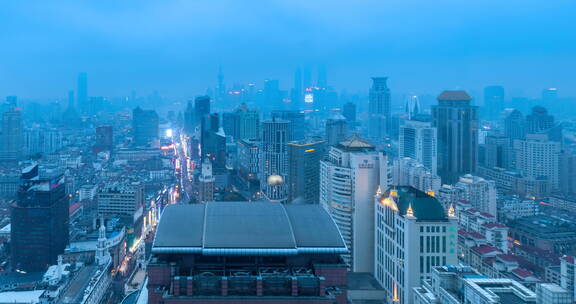 上海日转夜延时摄影视频 傍晚魔都城市风光