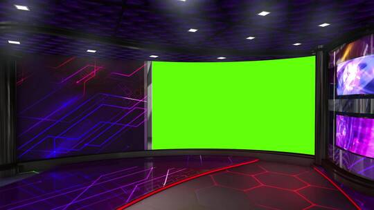 3D虚拟直播间新闻演播室主持人解说三维场景