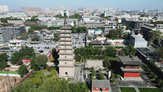 河北石家庄正定古城开元寺多镜头4K航拍