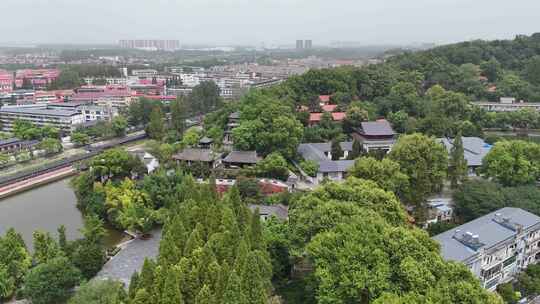 航拍湖北黄冈黄州东坡赤壁景区