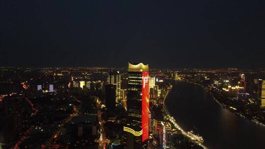 上海外滩黄浦区黄浦江东方明珠夜全景夜景4K