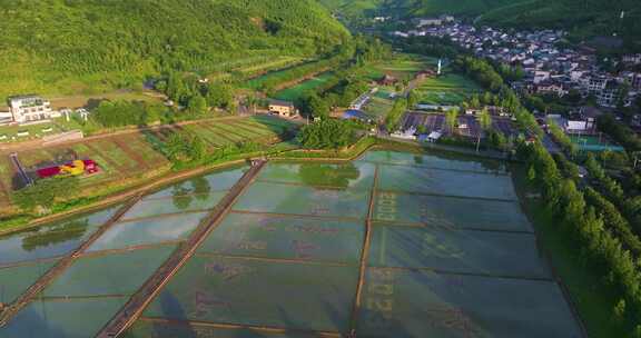 浙江湖州安吉青山绿水发源地余村景区航拍