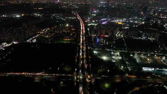 东莞市莞长路夜景航拍