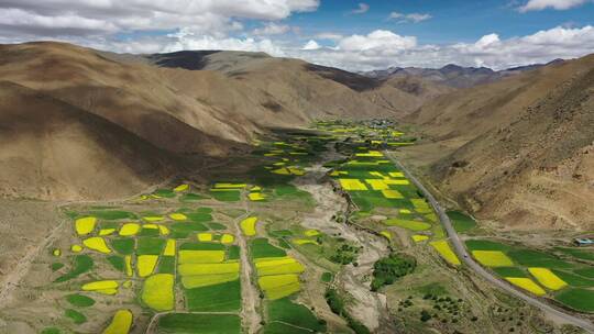 西藏山南市乡村田野田园自然风光航拍