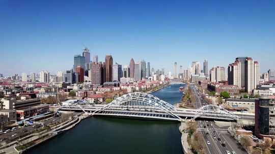 天津海河风景小白楼CBD城市风光航拍