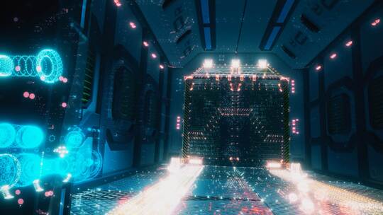 高科技宇航飞船空间站舱内科技3D展示动画