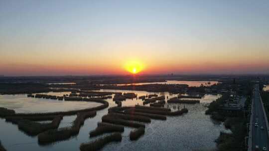 日落 日出 航拍 太阳 夕阳 落日