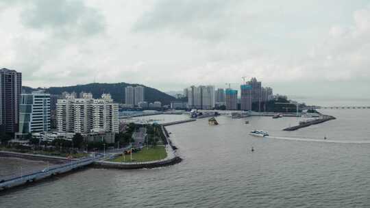 海南三亚吉阳区 海滨城市航拍