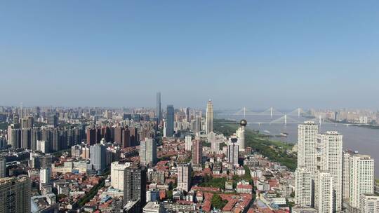 航拍湖北武汉汉口城市建设视频素材模板下载
