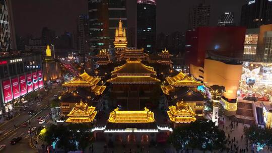 静安寺 夜景航拍