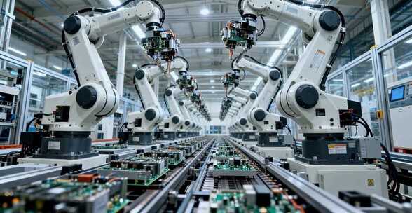 工厂机械臂自动化生产场景