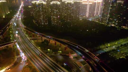 杭州滨江区江南大道立交桥高架桥夜晚夜景