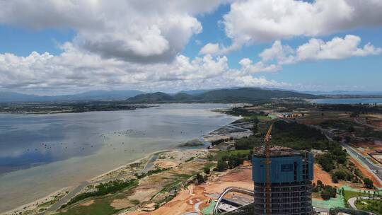 海南陵水黎安港教育试验区工程现场视频航拍