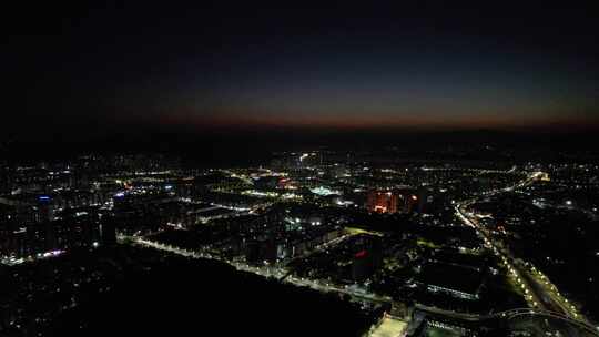 广东肇庆城市夜景交通航拍