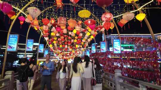 繁华热闹夜市、夜生活 阳朔西街步行街视频素材模板下载