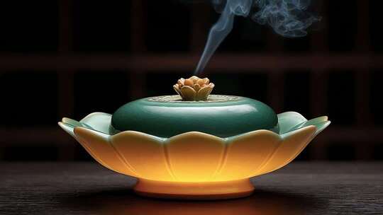 唐朝香炉青烟袅袅升腾禅意东方意境