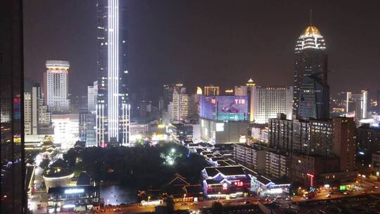 无锡夜景市中心三阳广场4K航拍夜景