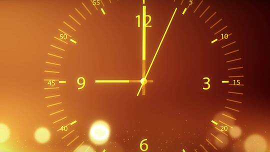 4K金色粒子钟表时间指针转动动态背景视频