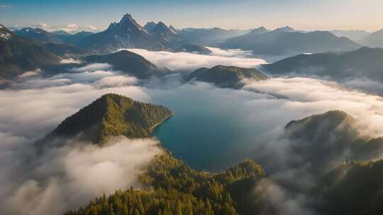 山间云海森林全景