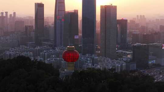 东莞市区日落夜景航拍