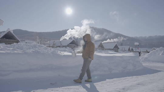 新疆和木冬季雪景视频素材模板下载