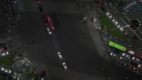 航拍广西南宁城市夜景地标建筑