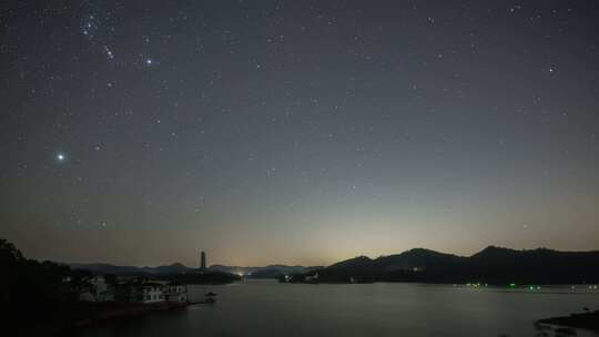 户外夜晚星空银河延时