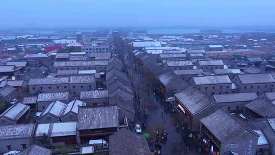 河南商丘古城雪景航拍