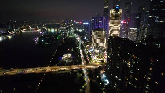 广州珠江新城猎德大桥二沙岛CBD夜景