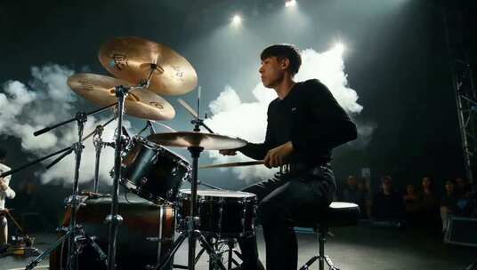 鼓手舞台演奏架子鼓素材