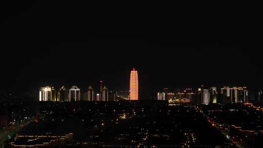 郑州大玉米城市夜景高楼大厦亮化下降