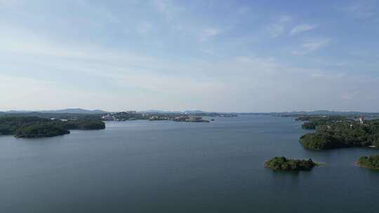 航拍湖北武汉黄陂区木兰湖景区