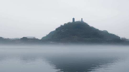 广西柳州山水风光平流雾延时摄影