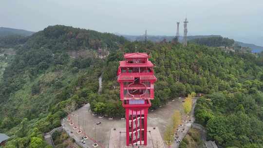 四川达州凤凰山风景名胜区凤凰楼航拍