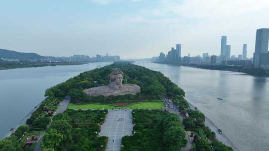 长沙橘子洲头航拍湘江橘子洲景区长沙地标