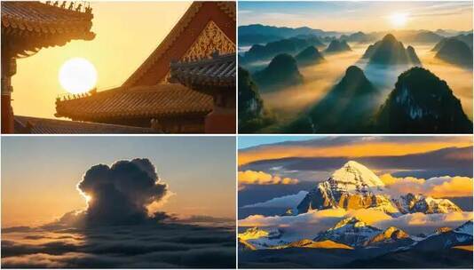 日出日落云海朝阳夕阳延时合集太阳升起落下