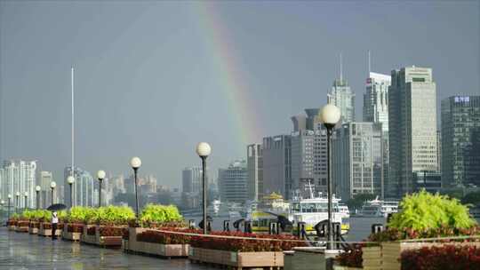 雨后彩虹双彩虹城市彩虹