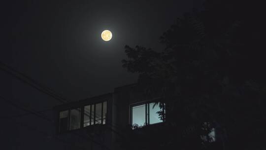 夜晚月亮 （4K原创可商用）视频素材模板下载
