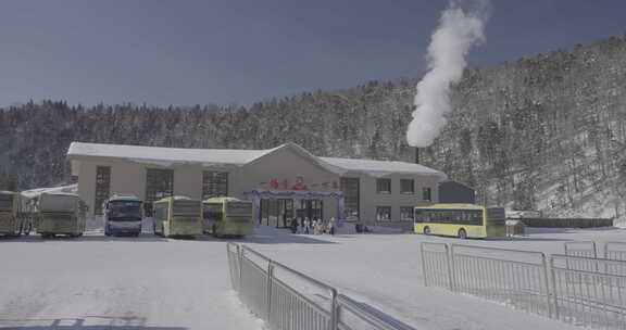 雪乡景区游客众多热闹非凡