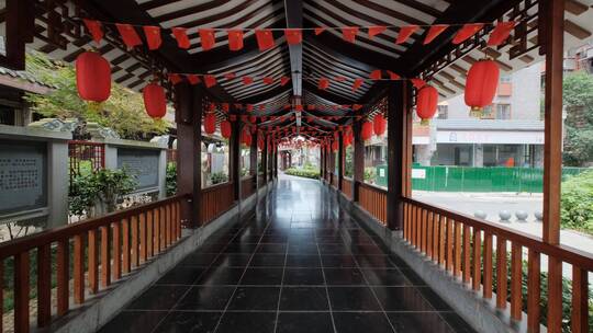 广西桂林东西巷步行街中式古代长廊走廊视频素材模板下载