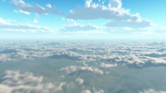 在云层之间飞行，延时