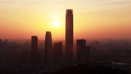 东莞市区日落夜景航拍