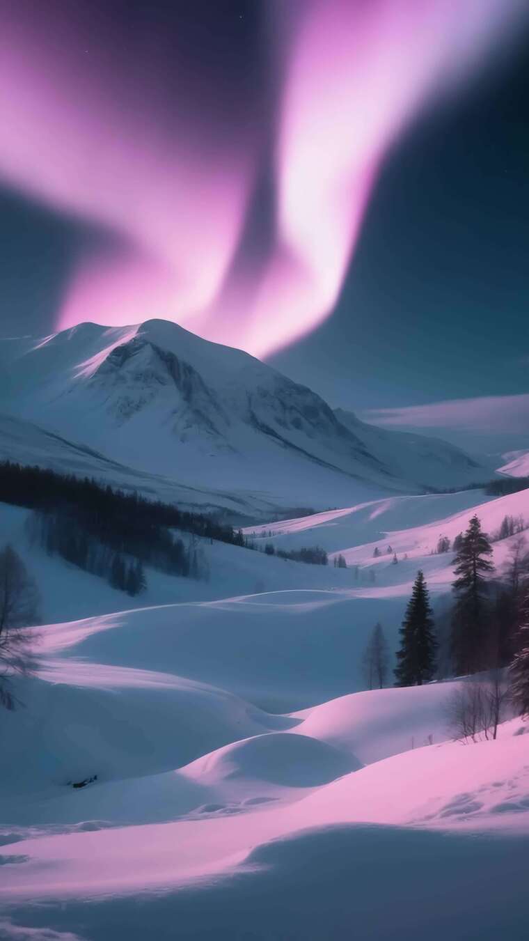 雪山极光自然风光竖版视频