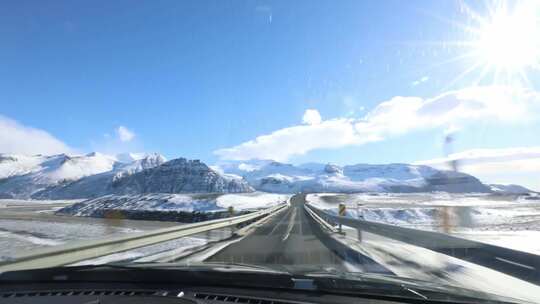 车窗外的风景 冰岛自驾旅行 开车第一视角视频素材模板下载