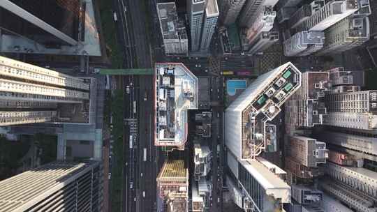 香港湾仔区马路俯拍