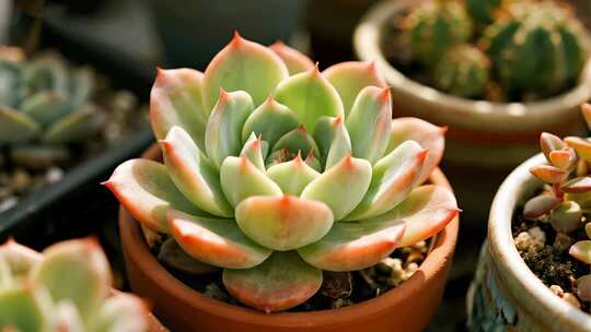 多肉植物清新可爱盆栽视频