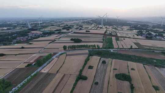 农村农业麦田自然风景航拍