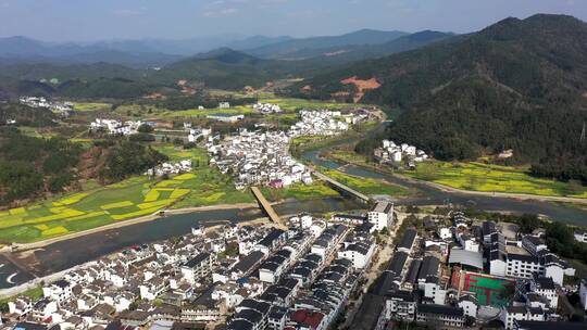 婺源清华镇春季油菜花田园风光4K航拍