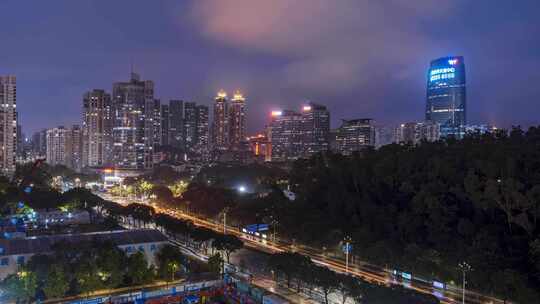 雨后深圳福田夜景延时宣传片素材