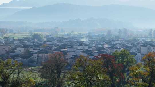 安徽黄山黟县卢村皖南秋色徽派建筑村落